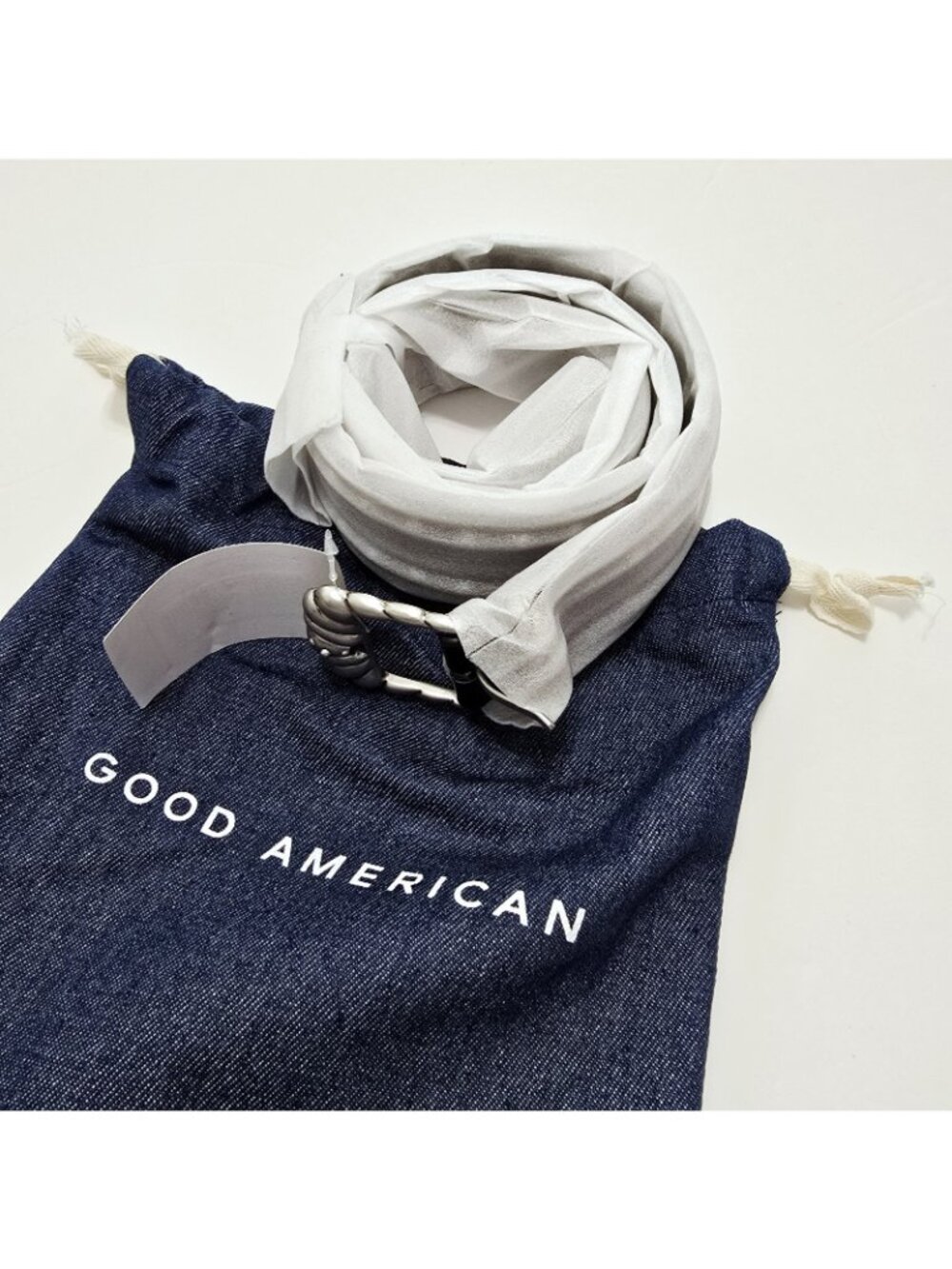 NWT GOOD AMERICAN M/L Studded Black Gold Vegan Leather Metal Buckle Belt Cowgirl - Picture 2 of 7